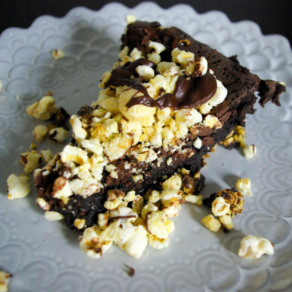 Brownie Popcorn Pie - The Batter Thickens