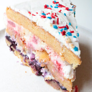 Corn, Blueberry, and Strawberry Sour Cream Ice Cream Cake